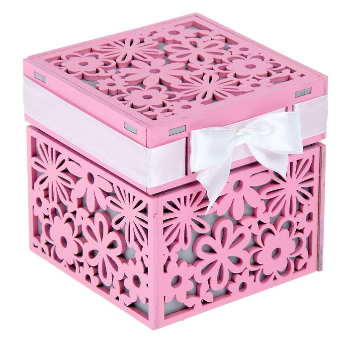 Шкатулка "Цветы" розовая