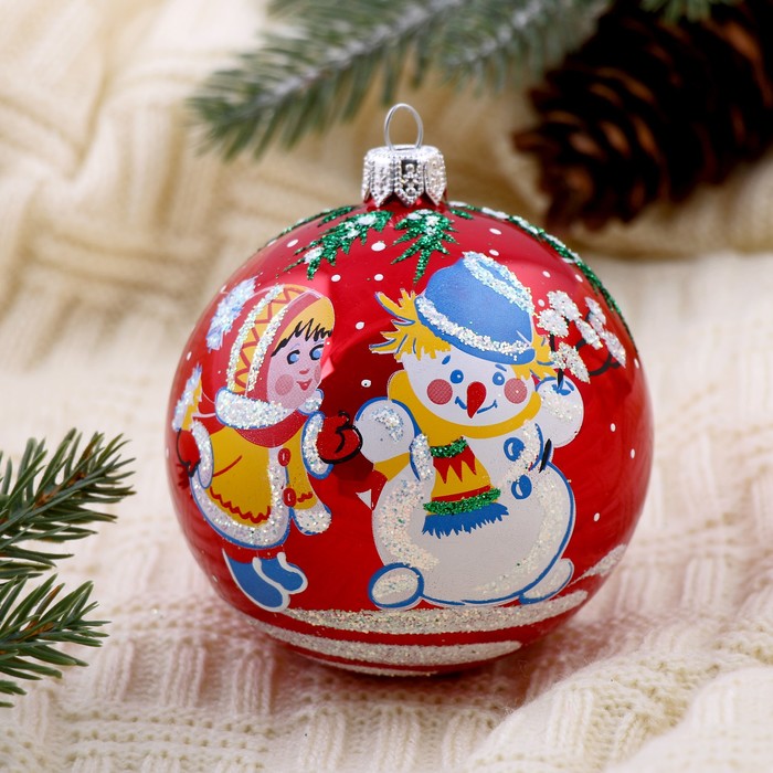 Новогодний шар ручной работы "Зимняя забава" микс