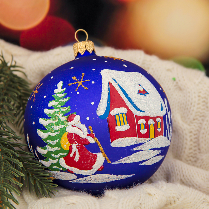 Новогодний шар ручной работы "Зимний гость" микс