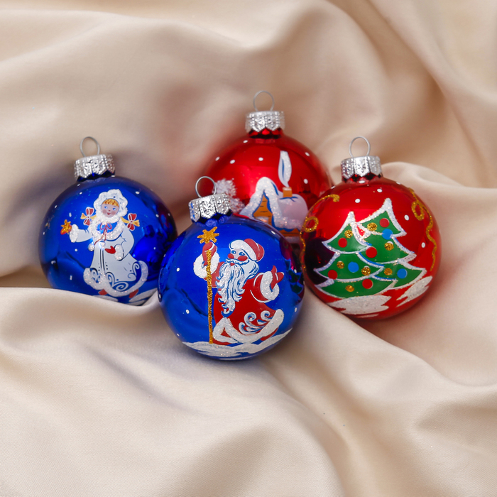 Новогодние шары ручной работы "Презент" (набор 4 шт.)