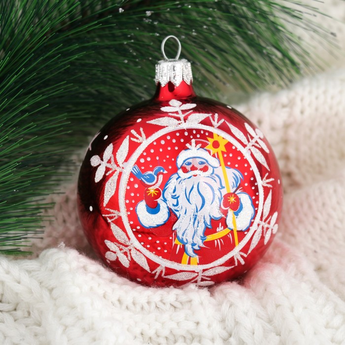 Новогодний шар ручной работы "Дед Мороз" микс