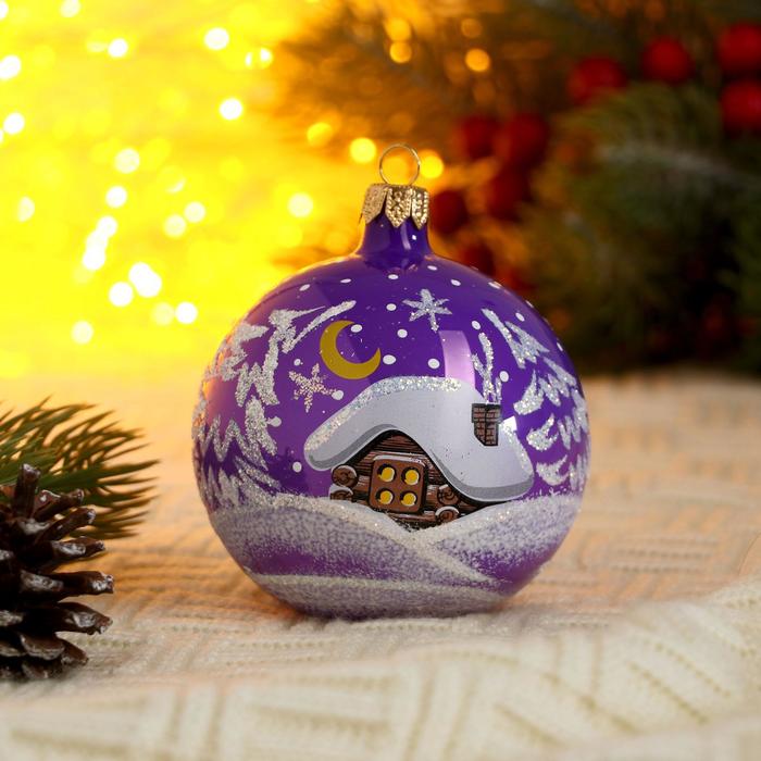 Новогодний шар ручной работы "Лесная избушка" микс