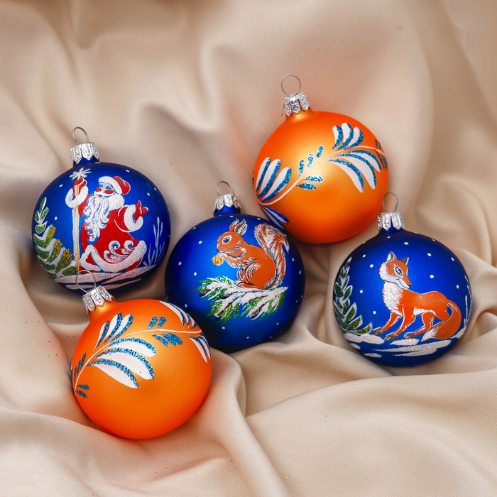 Новогодние шары ручной работы "Зимние напевы" (набор 5 шт.)