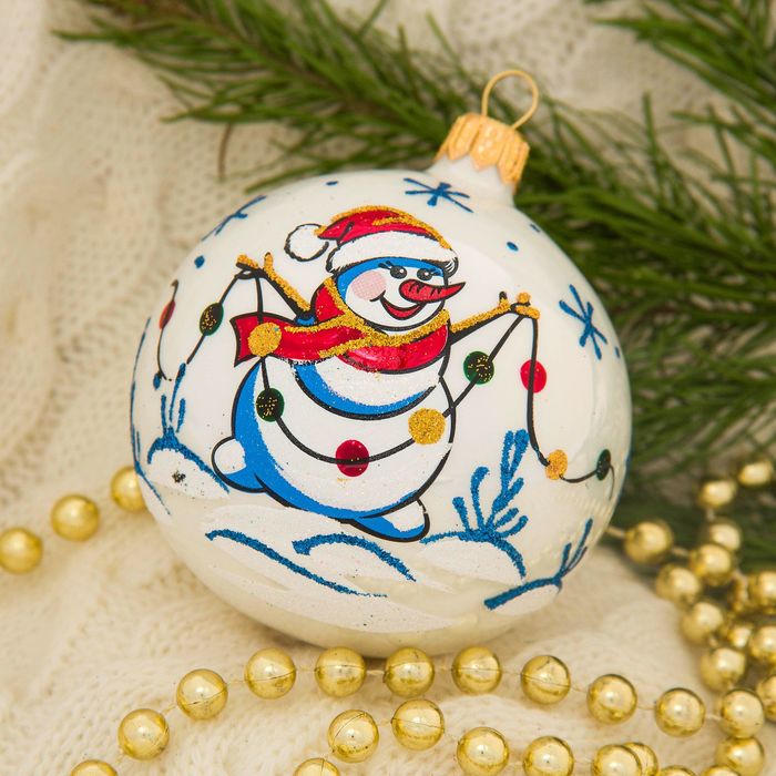 Новогодние шары ручной работы "Морозные" (набор 4 шт.)