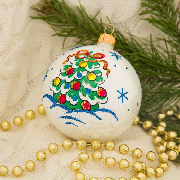 Новогодние шары ручной работы "Морозные" (набор 4 шт.)