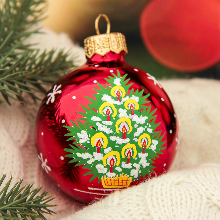 Новогодний шар ручной работы "Еловый" микс