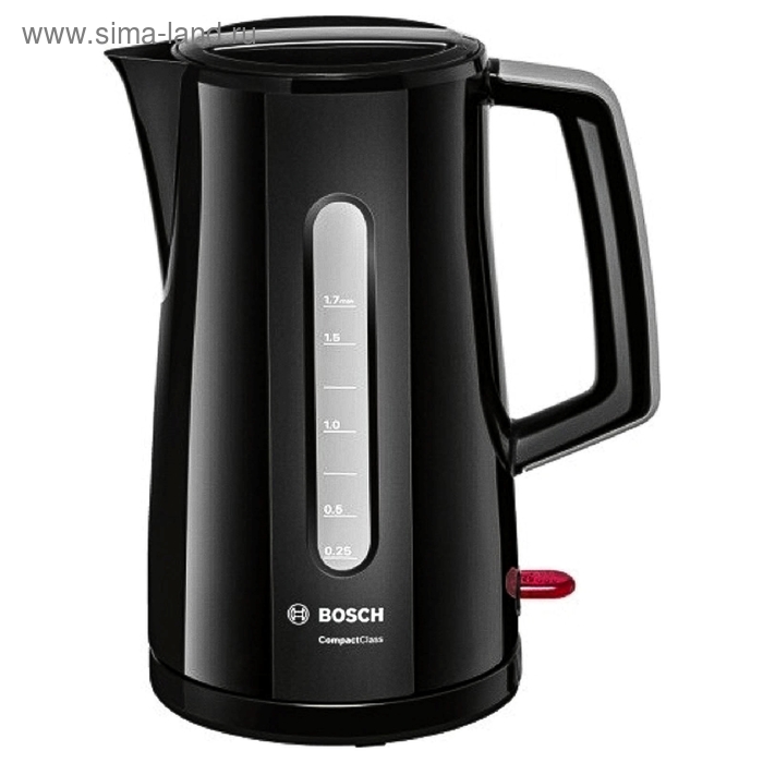 фото Чайник электрический bosch twk3a013, пластик, 1.7 л, 2400 вт, черный