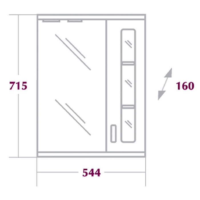 Зеркало-шкаф Onika Кристалл 58.01, Левый