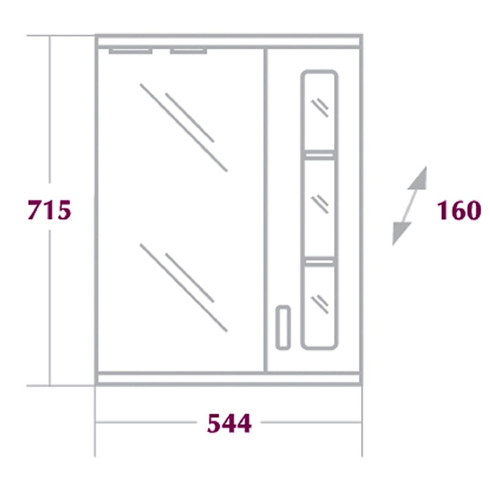 Зеркало-шкаф Onika Кристалл 58.01, Правый