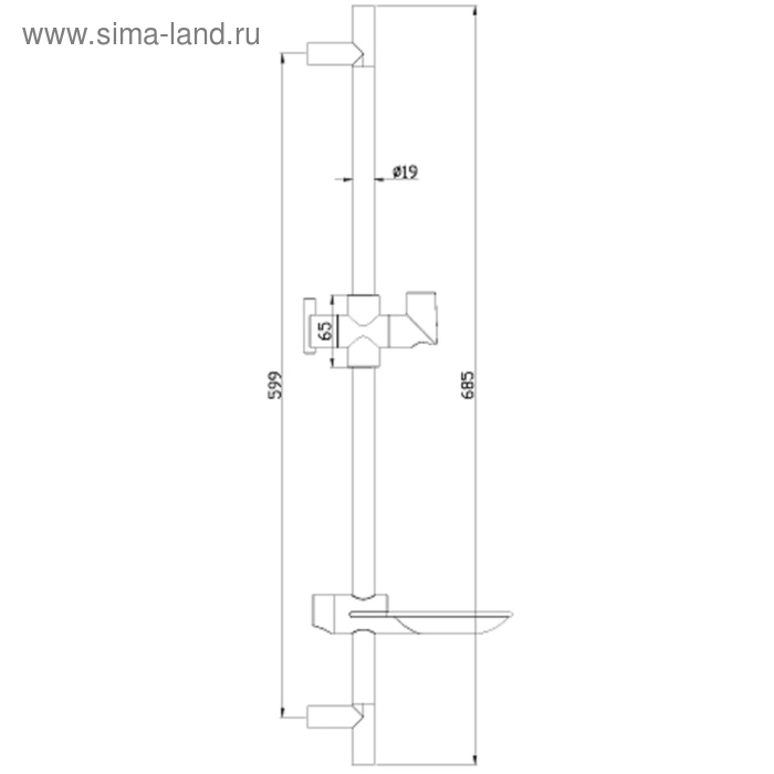 фото Стойка душевая lm8062c 685 мм с овальной мыльницей, хром lemark