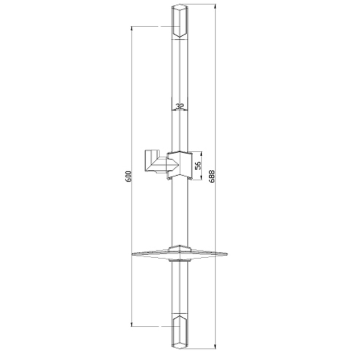 Стойка душевая LM8066С 685мм с шестиугольной мыльницей, хром