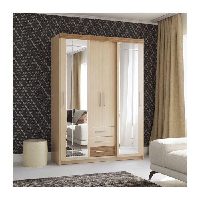 Шкаф-купе с ящиками Олимп 1600х575х2220 Ноче Ногаро темный/светлый