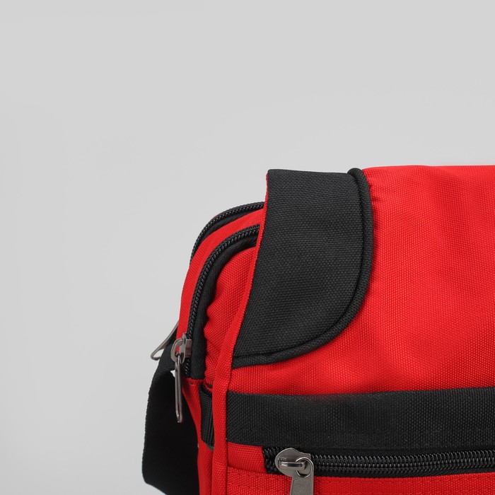 Сумка молодёжная на клапане, 1 отдел, 1 наружный карман, красная
