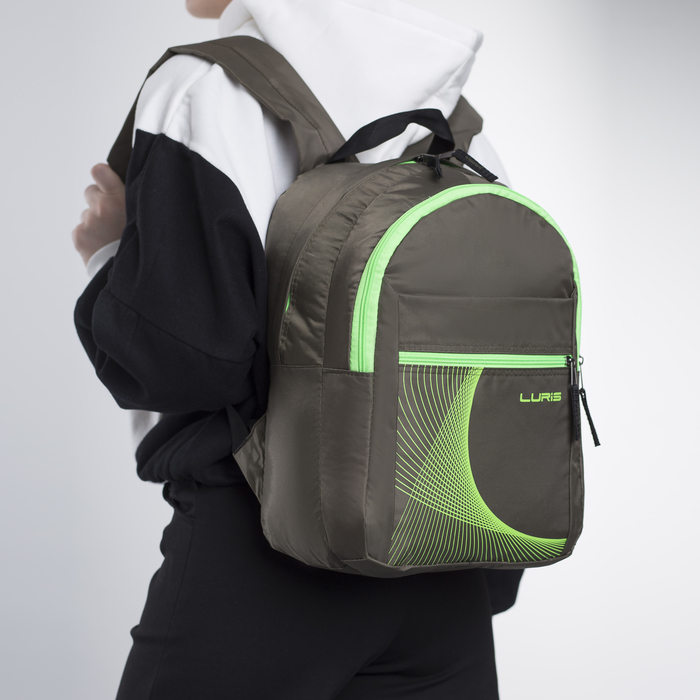 Рюкзак молодёжный на молнии, 2 отдела, 2 наружных кармана, цвет хаки