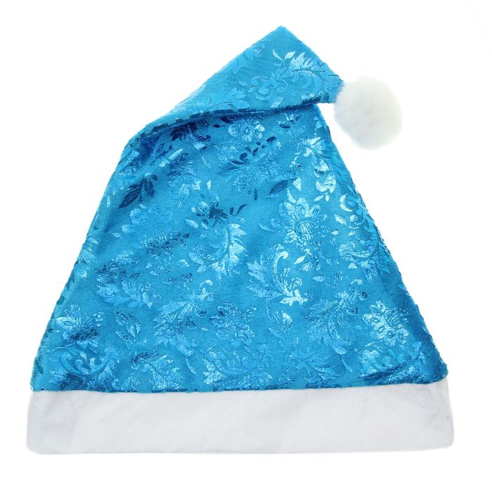 Колпак новогодний "Зимние узоры" синий глянец, 28*40 см