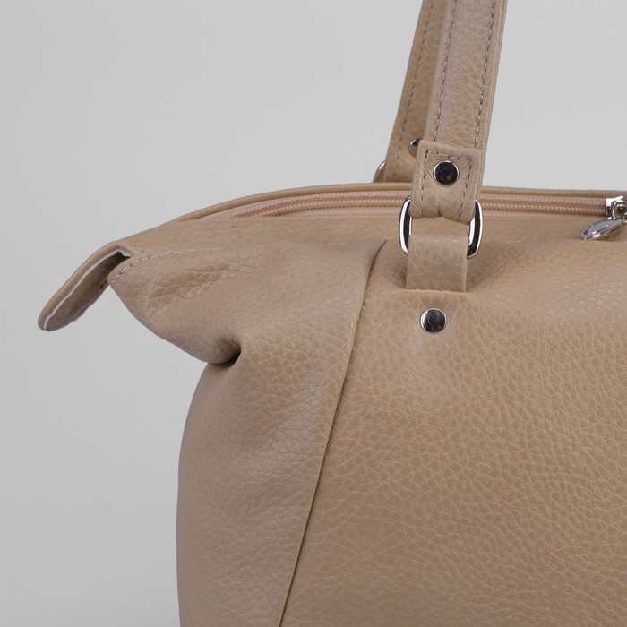 Сумка женская на молнии, 1 отдел, 1 наружный карман, цвет бежевый