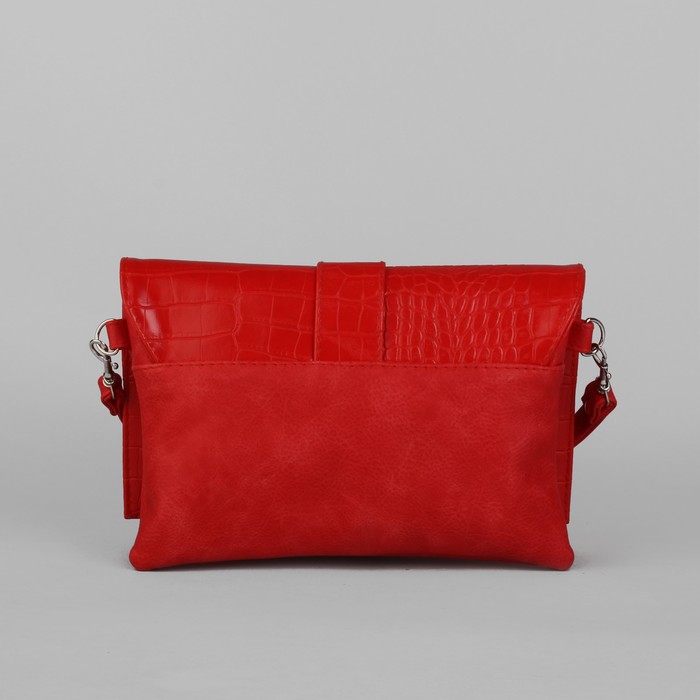 Сумка женская на клапане, 1 отдел, 1 наружный карман, длинный ремень, красная