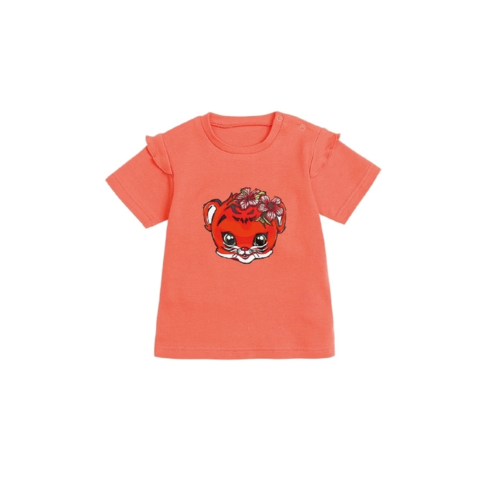 Рубашечка с коротким рукавом, 6-9 месяцев, 2 шт, цвет белый/коралловый