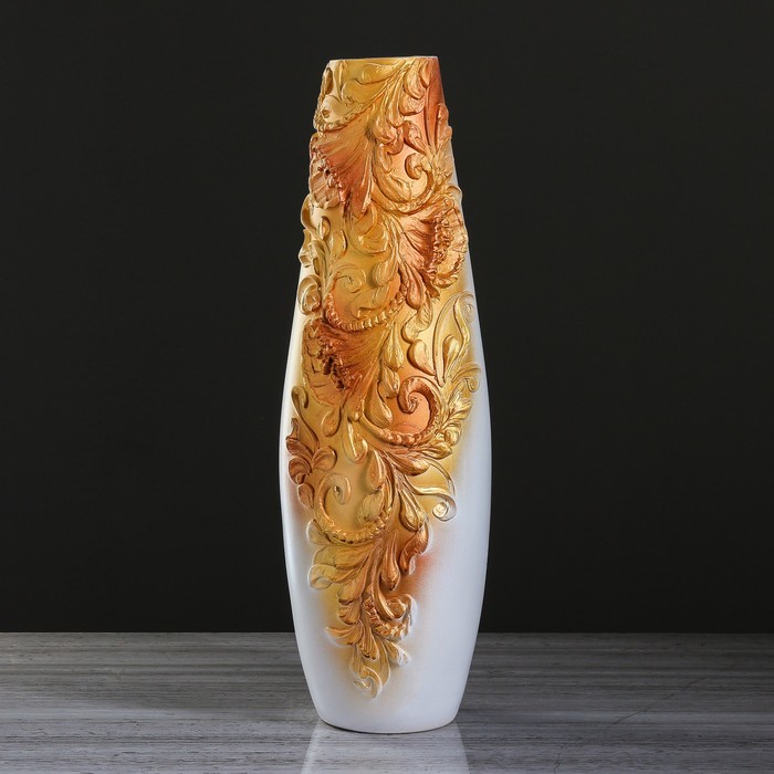 Ваза напольная "Катюша" белая, золото