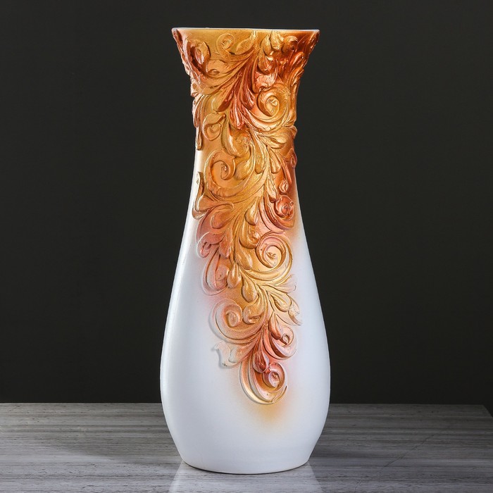 Ваза напольная "Осень" белая, золото