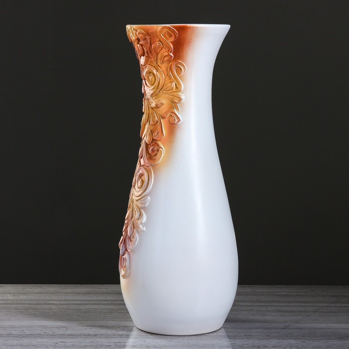 Ваза напольная "Осень" белая, золото