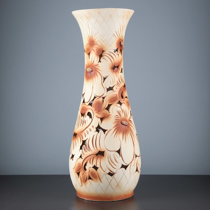 Ваза напольная "Осень" шамот, резная, микс