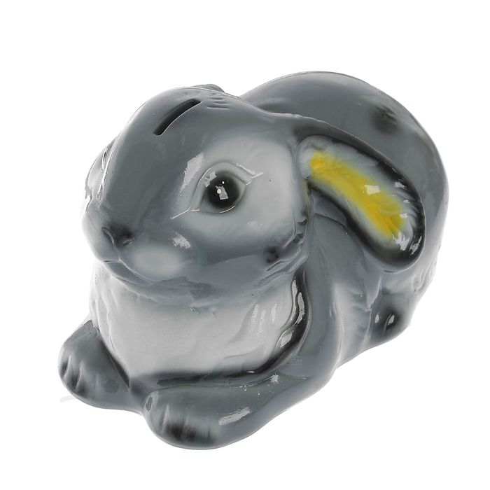 Копилка "Зайчик" серая, глянец