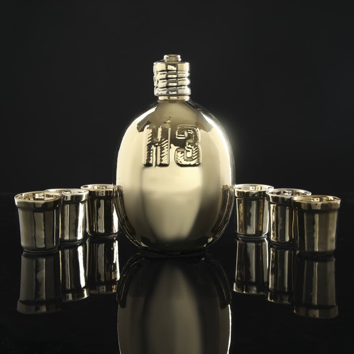 Штоф с рюмками " Фляга " 7 предметов, 1,5 л/ 0,05 л, булат