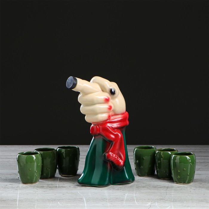 Штоф с рюмками "Фига" булат, 7 предметов, 1,2 л/ 0,05 л