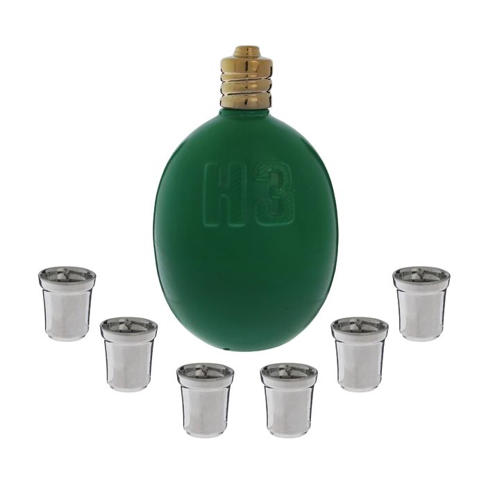 Штоф с рюмками "Фляга" зелёная, 7 предметов, 1,5 л/ 0,05 л