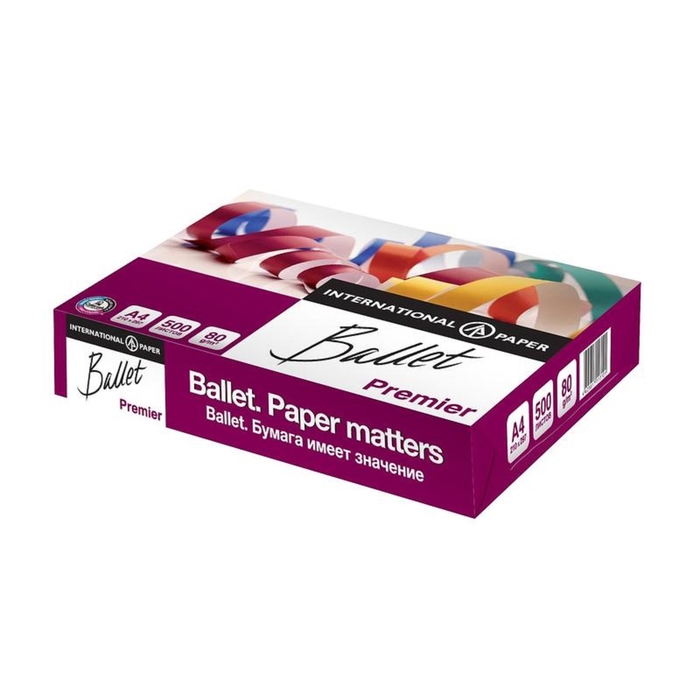 бумага А4 500л Ballet Premier 80г/м2,161%CIE класс А