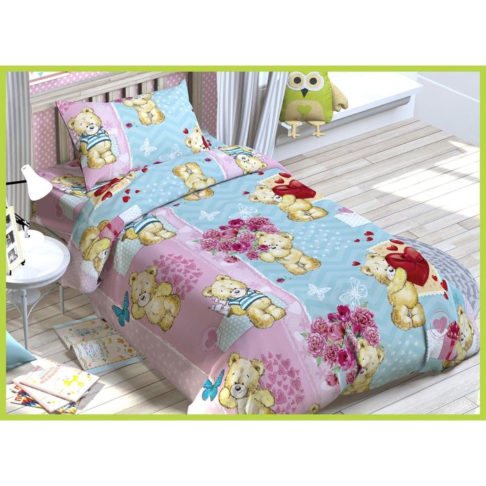 Постельное бельё "Этелька" 1,5 сп., Плюшевые мишки 143х215 см, 150х214 см, 50х70 см -1 шт., 100% хлопок, бязь, 125 г/м2