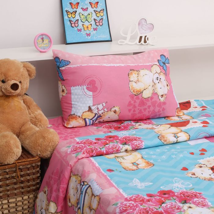 Постельное бельё "Этелька" 1,5 сп., Плюшевые мишки 143х215 см, 150х214 см, 50х70 см -1 шт., 100% хлопок, бязь, 125 г/м2