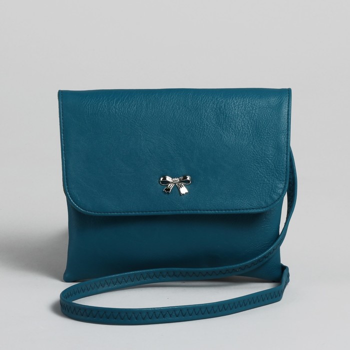 Сумка женская на молнии, 1 отдел, 1 наружный карман, голубая