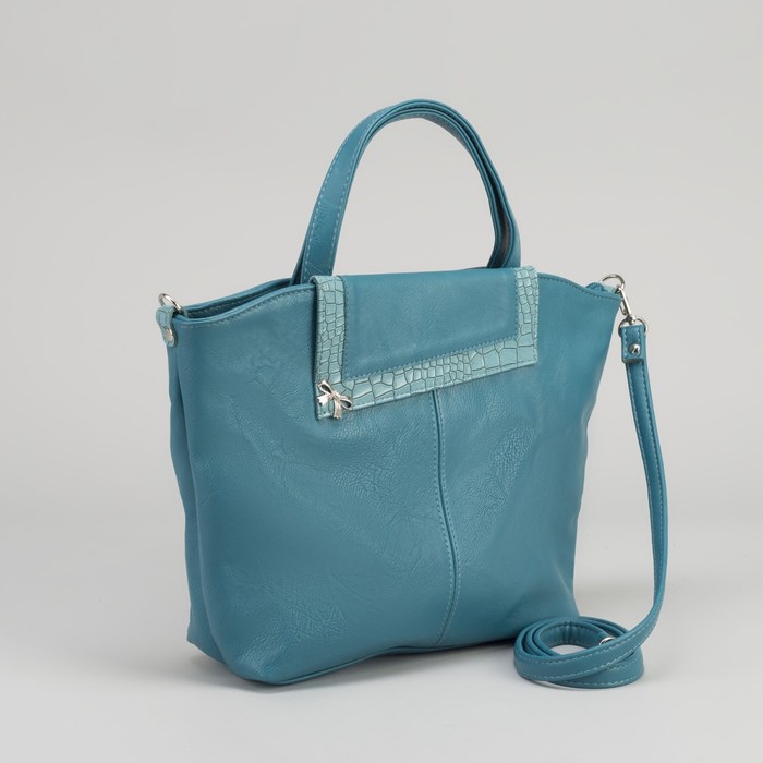 Сумка женская на молнии, 1 отдел, 1 наружный карман, голубая