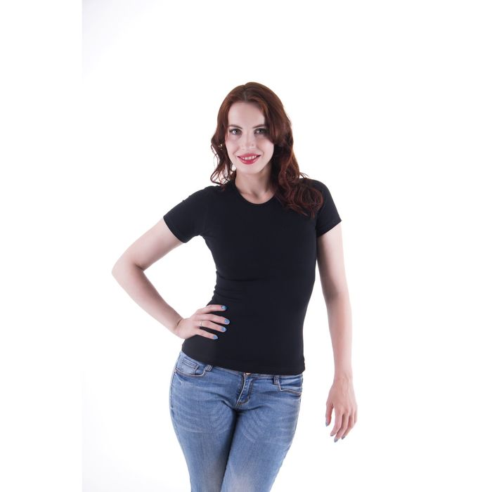 Футболка женская, размер 52-54 (XXL), цвет чёрный (арт.VSE25prn)