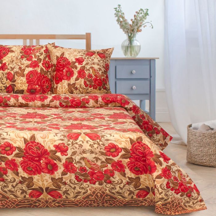 Постельное бельё "Этель" 1,5 сп. Пионы в Дамаске, размер 143х215 см, 150х214 см, 70х70 см - 2 шт., 100% хлопок, бязь, 125 г/м2