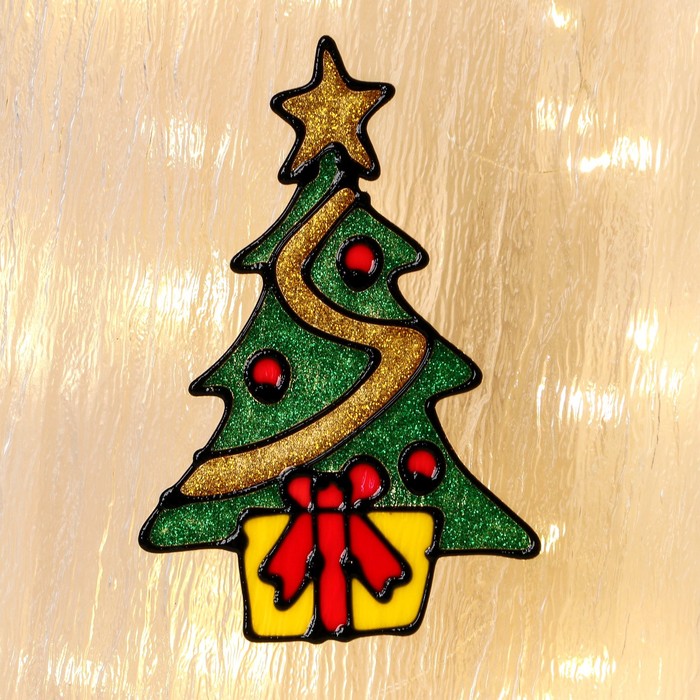 Наклейка на стекло &quot;Подарок под ёлкой&quot;