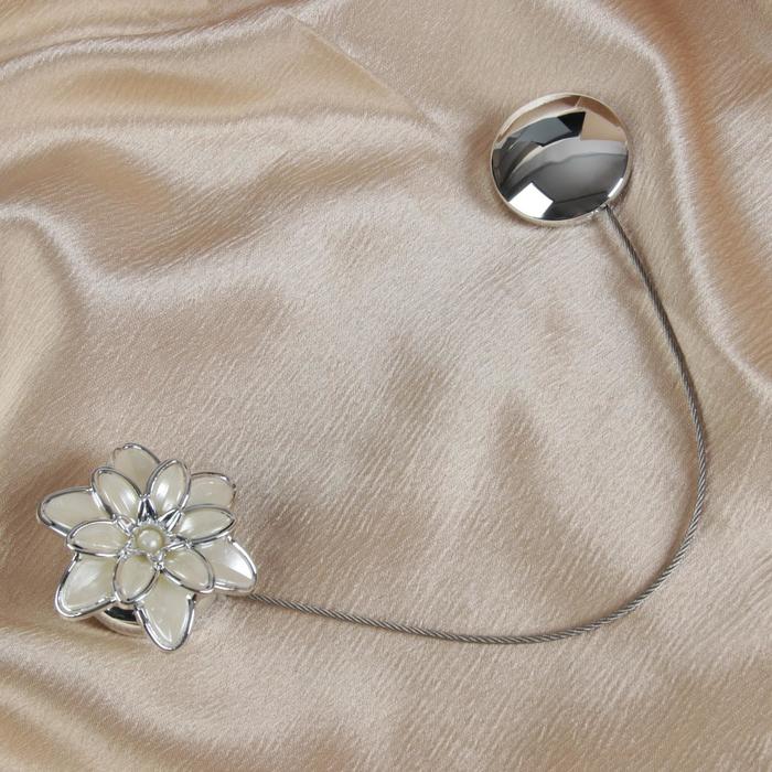 Подхват для штор тросик "Георгин", цвет серебристо-белый