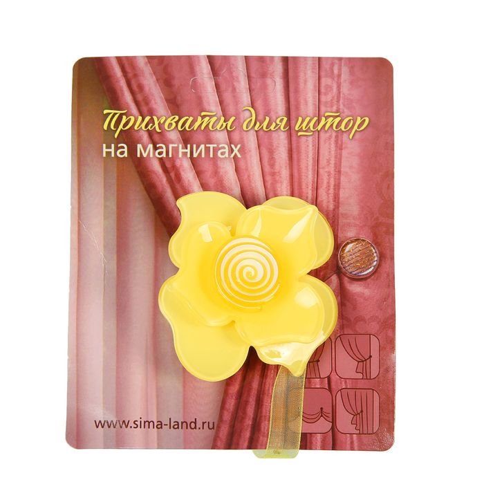 Подхват для штор на ленте "Нежная роза", цвет жёлтый