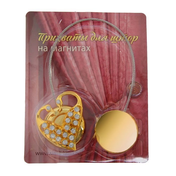 Подхват для штор тросик "Сердце", цвет золотой