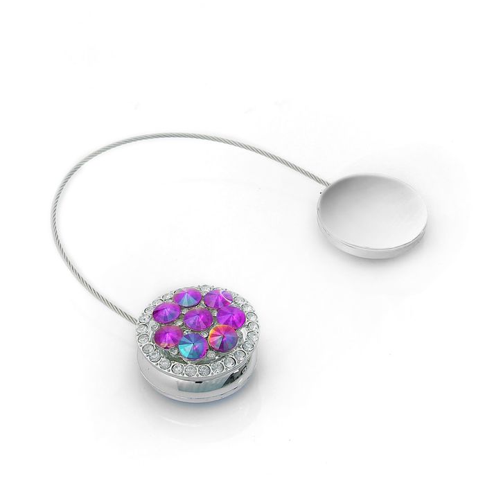 Подхват для штор тросик "Круг", цвет серебряный с фиолетовыми стразами