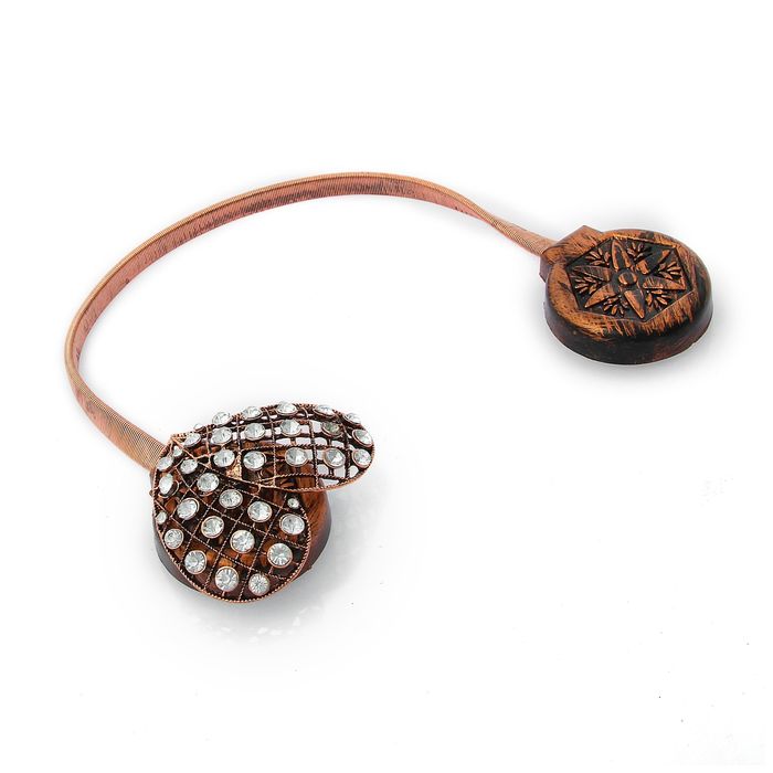 Подхват для штор, пружинная петля "Сердце", цвет медный