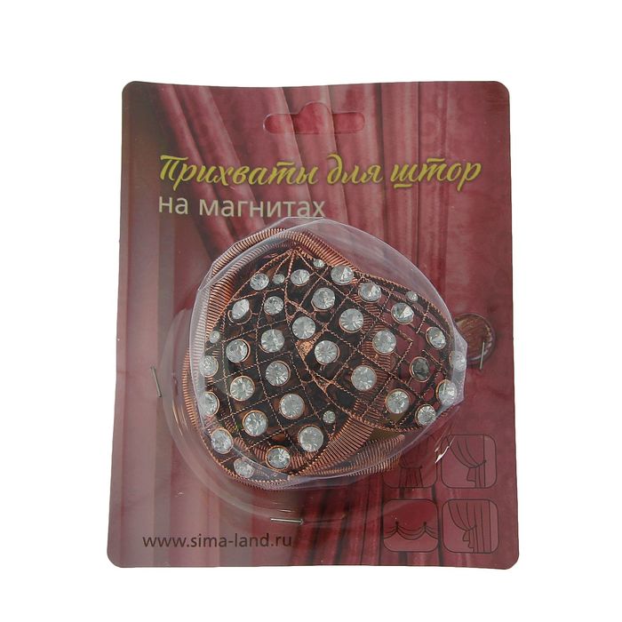 Подхват для штор, пружинная петля "Сердце", цвет медный