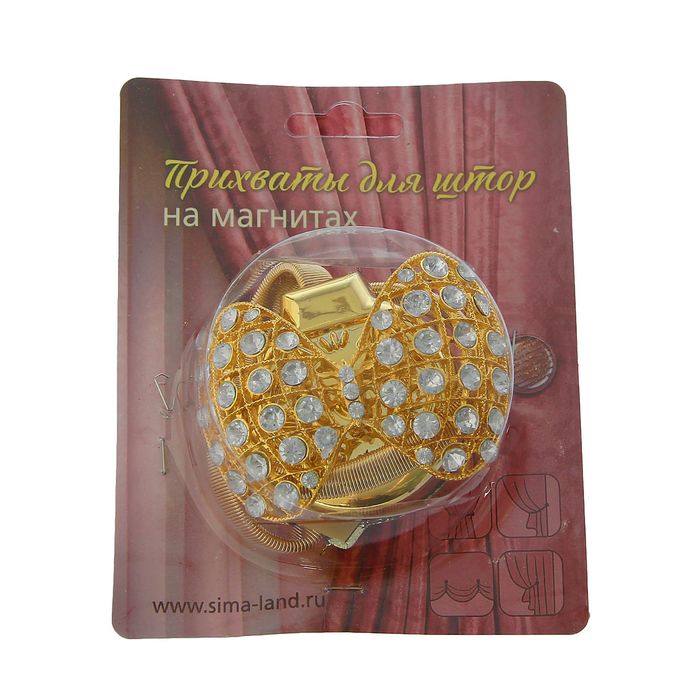 Подхват для штор, пружинная петля "Бабочка", цвет золотой