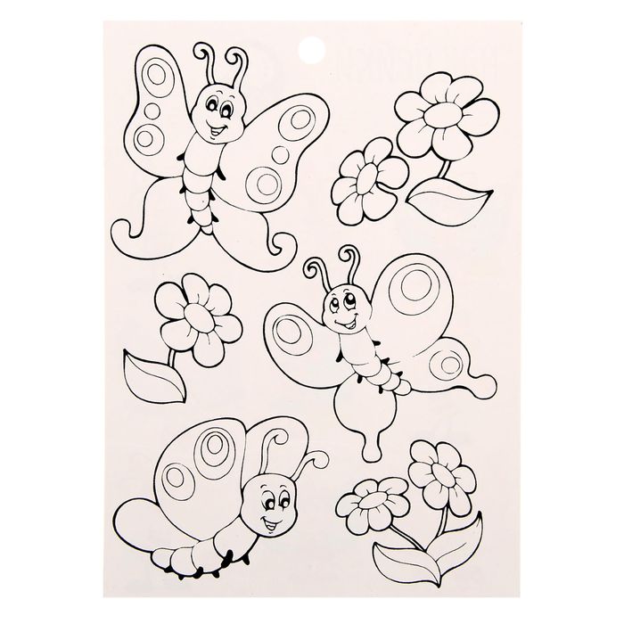 Наклейки с раскраской на обороте «Бабочки», 11 х 15 см