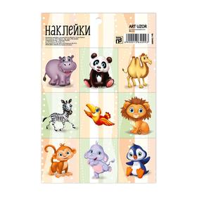 Наклейки детские бумажные «Любимые животные», c раскраской на обороте, 11 х 15.5 см