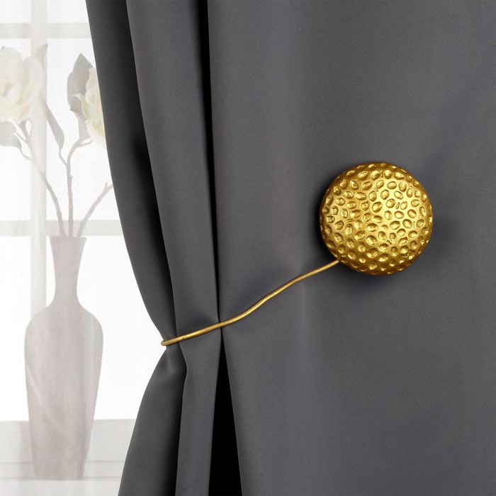 Подхват для штор на шнуре "Круг пятнистый", d=8см, цвет золото