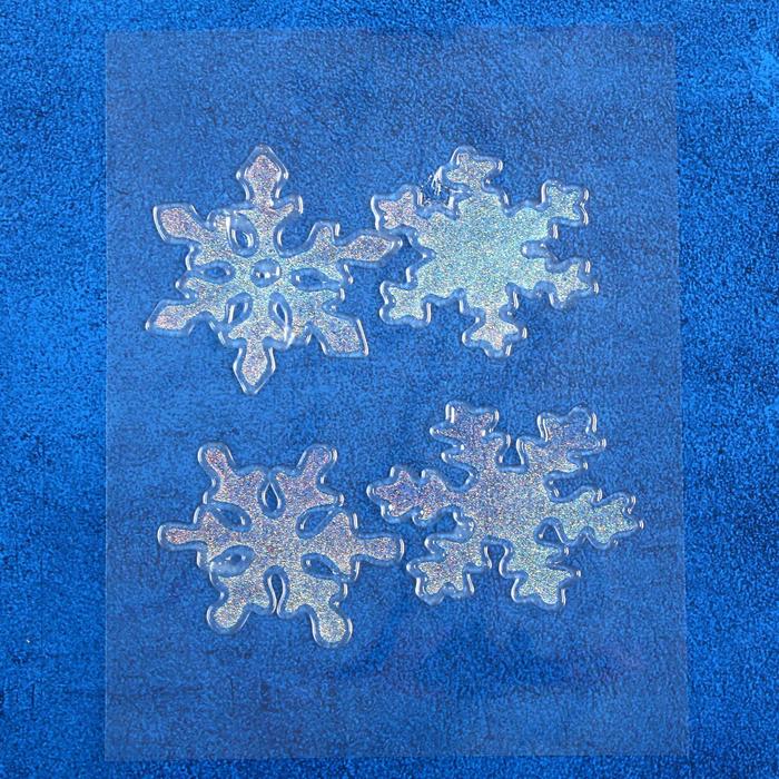 Наклейки на стекло &quot;Блестящие снежинки&quot; (набор 4 шт.)