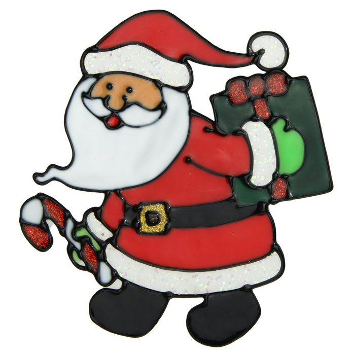 Наклейка на стекло &quot;Дед Мороз с подарком за спиной&quot;